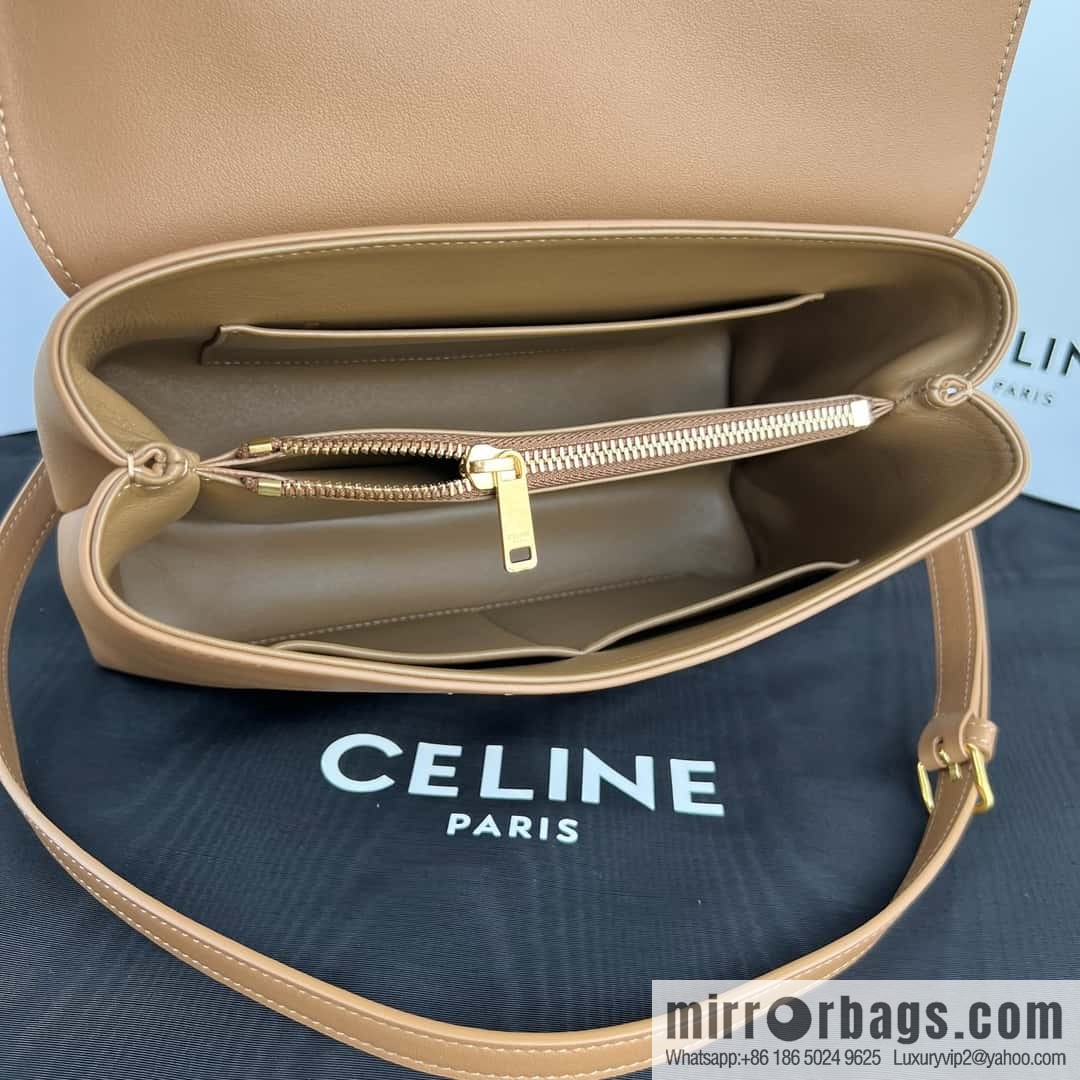 CELINE NINO Medium soft cow leather (fabric) handbag 117523 brown