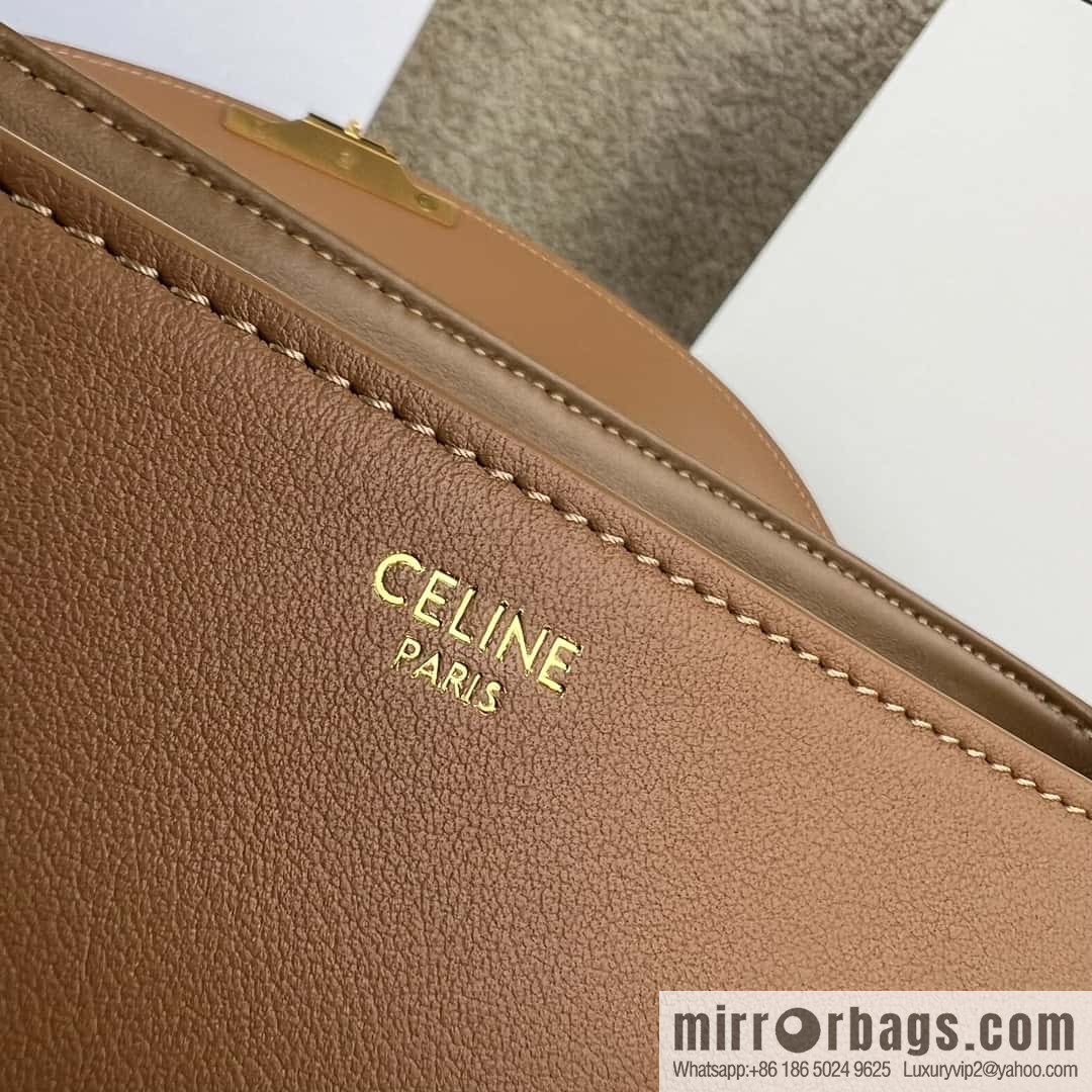 CELINE NINO Medium soft cow leather (fabric) handbag 117523 brown