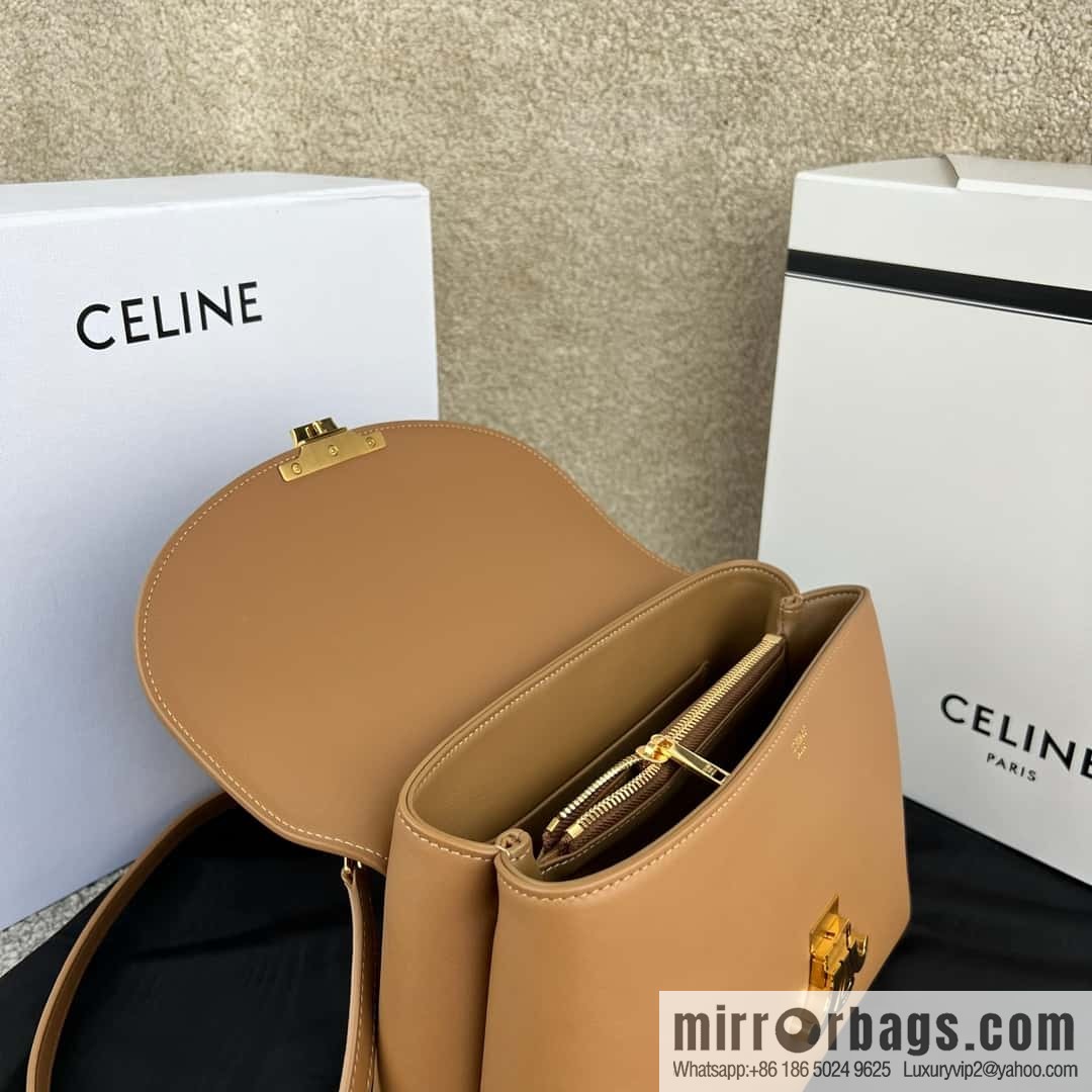 CELINE NINO Medium soft cow leather (fabric) handbag 117523 brown