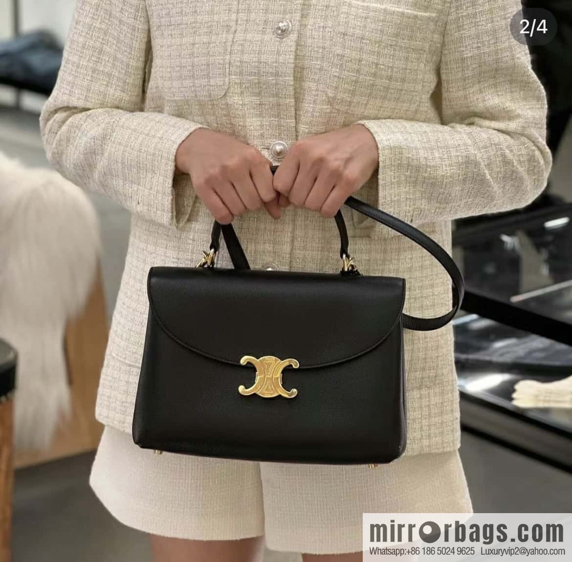 CELINE NINO Medium soft leather (fabric) handbag 117523 black