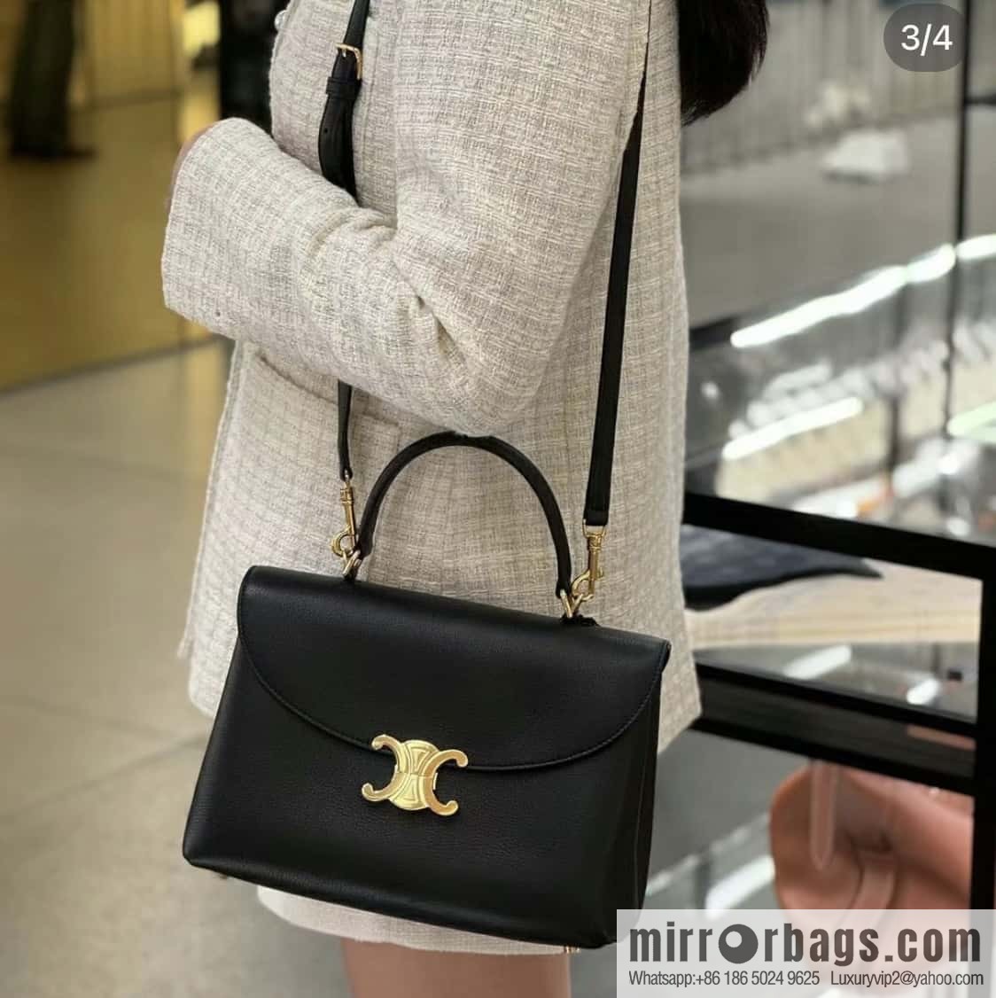 CELINE NINO Medium soft leather (fabric) handbag 117523 black