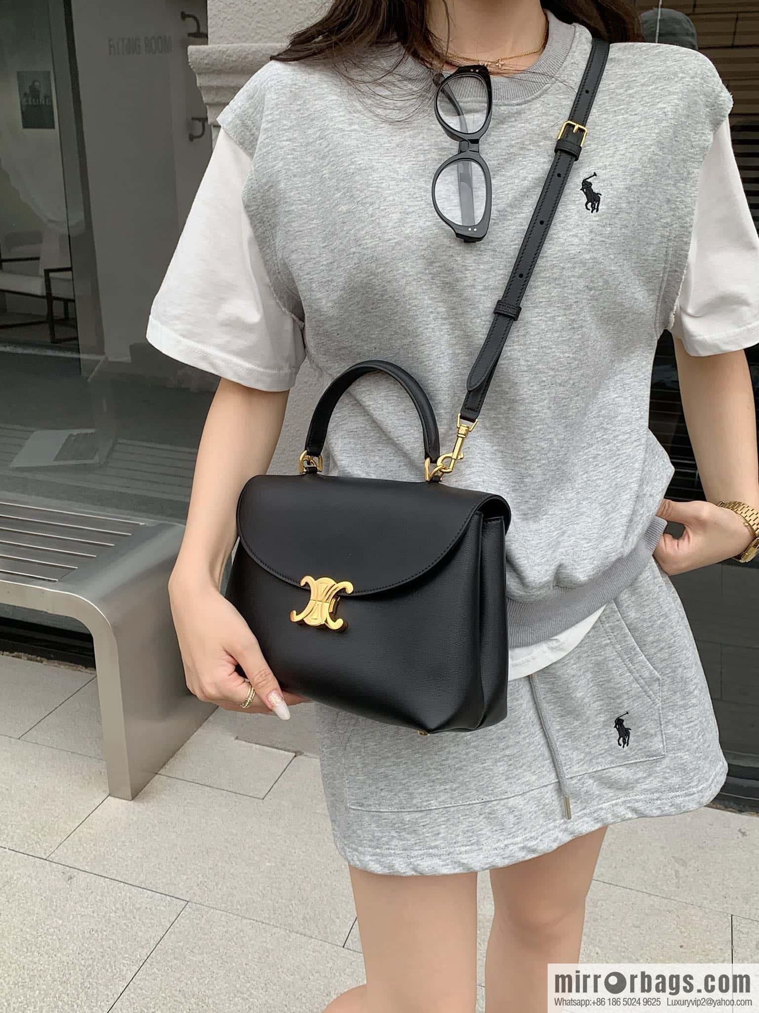 CELINE NINO Medium soft leather (fabric) handbag 117523 black