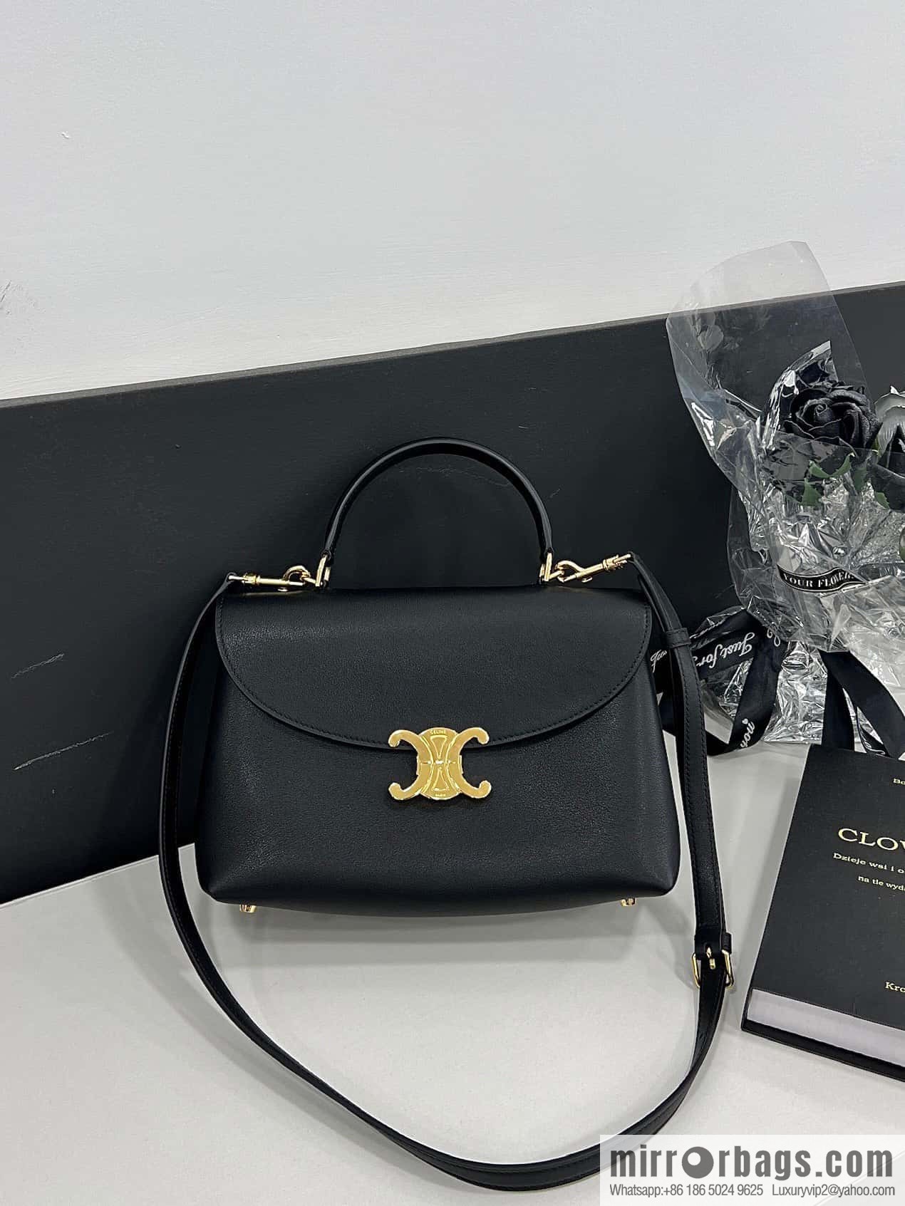 CELINE NINO Medium soft leather (fabric) handbag 117523 black