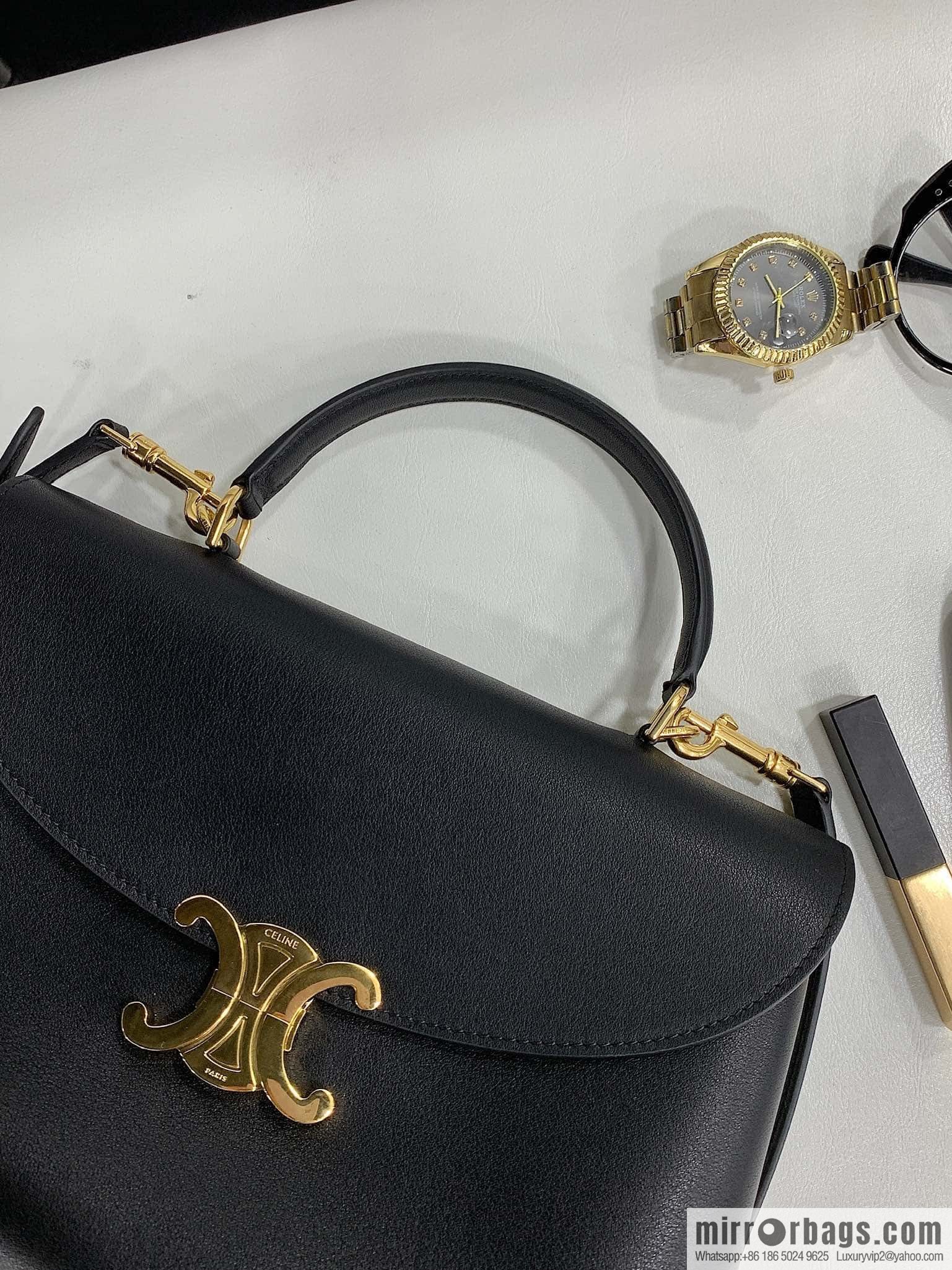 CELINE NINO Medium soft leather (fabric) handbag 117523 black