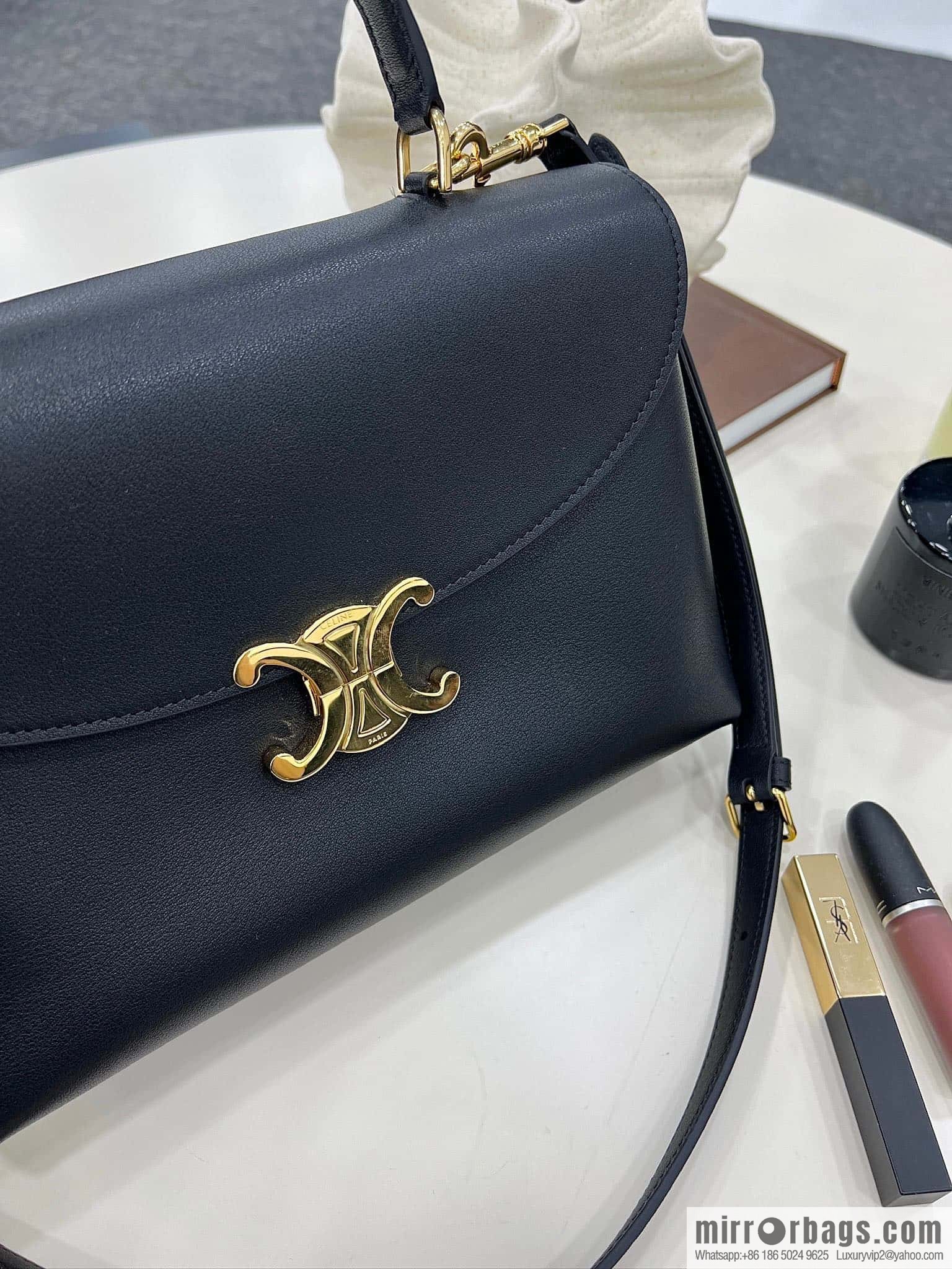 CELINE NINO Medium soft leather (fabric) handbag 117523 black