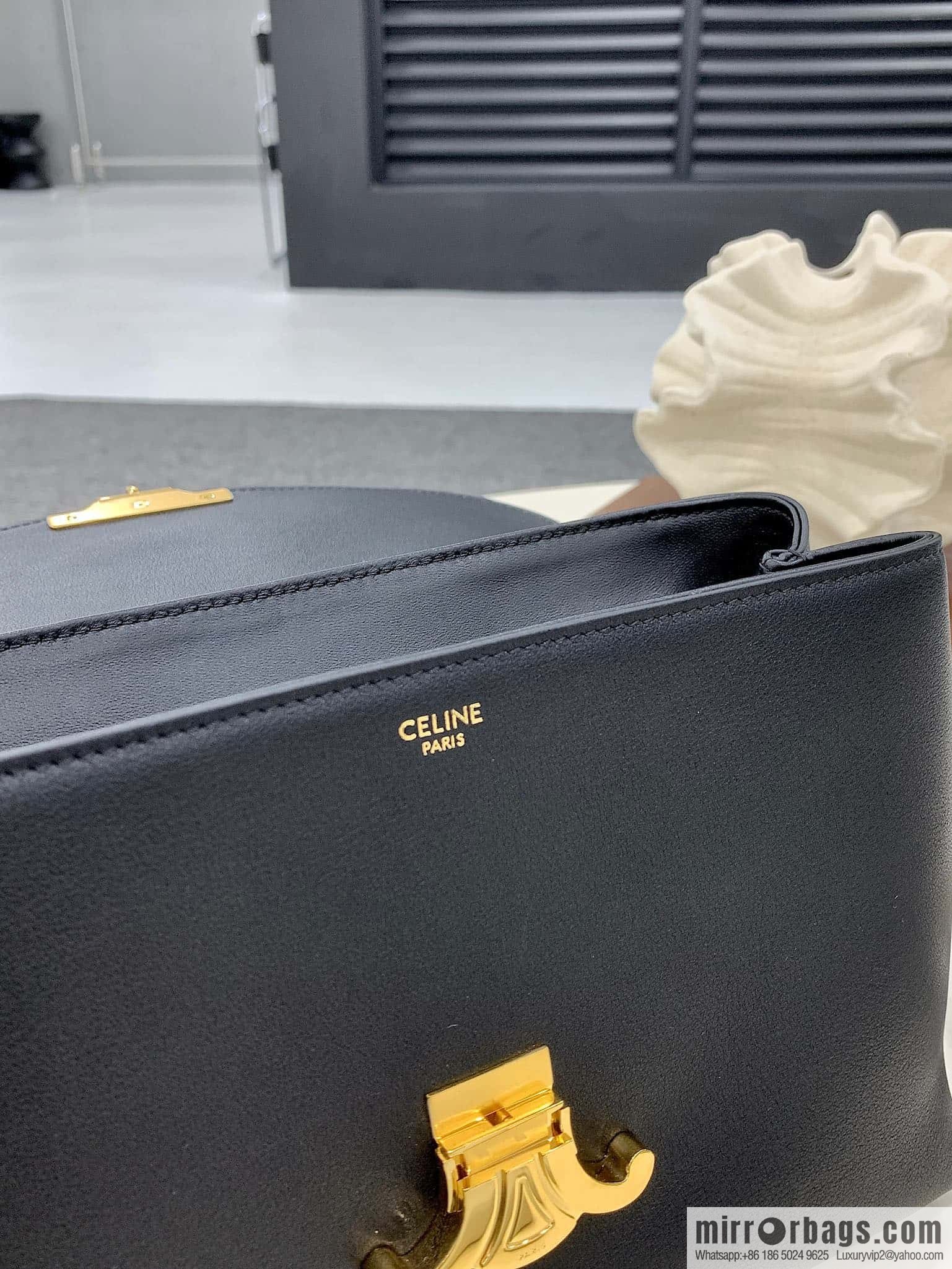 CELINE NINO Medium soft leather (fabric) handbag 117523 black