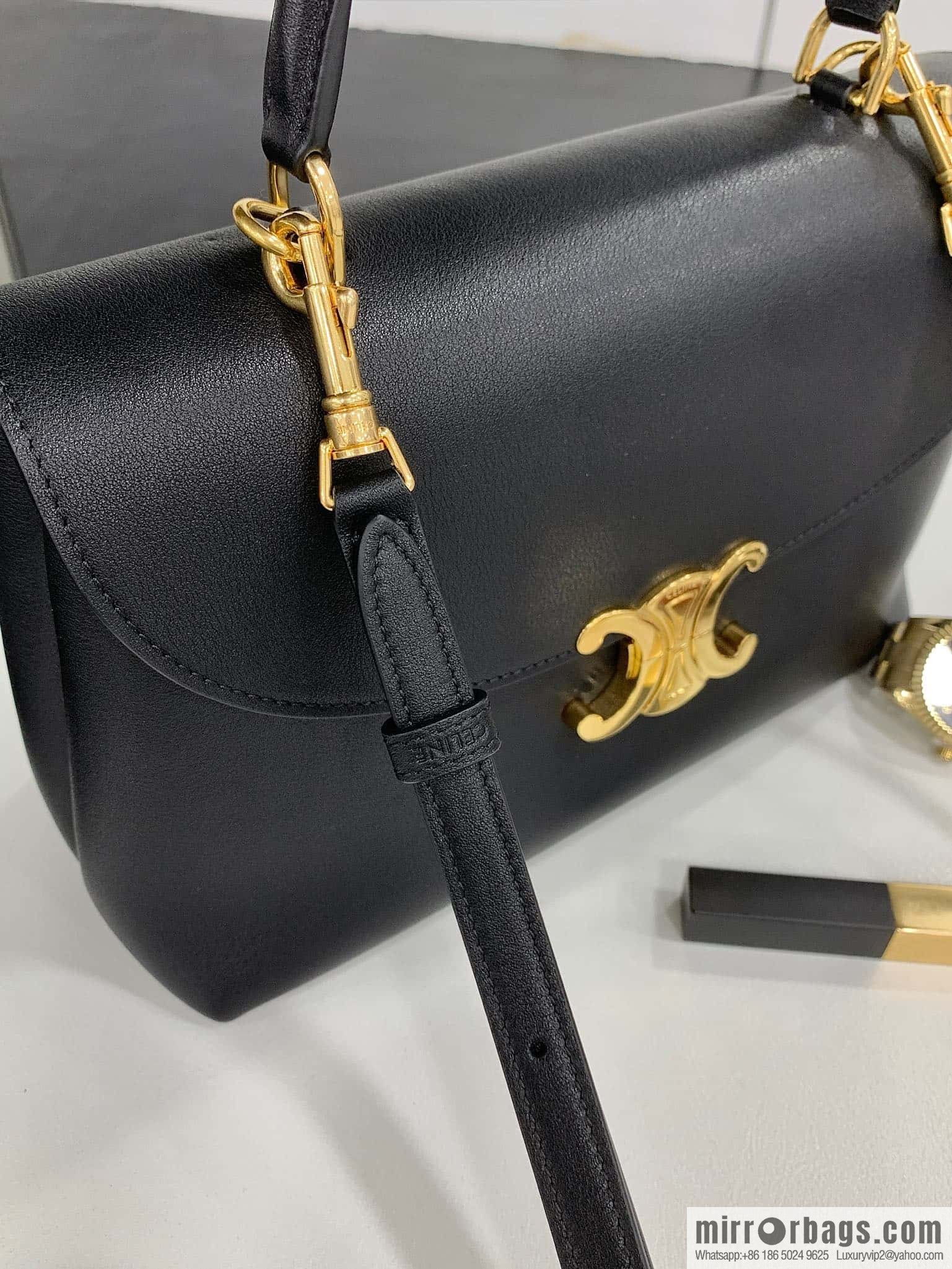 CELINE NINO Medium soft leather (fabric) handbag 117523 black