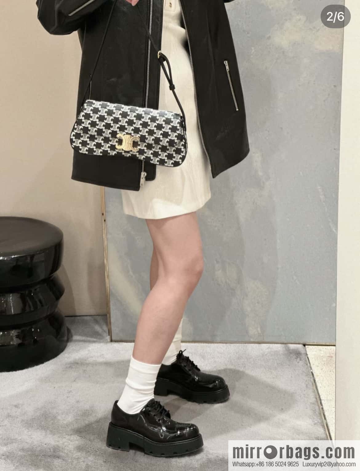 CELINE LOLA Medium two-color logo printed handbag 115532