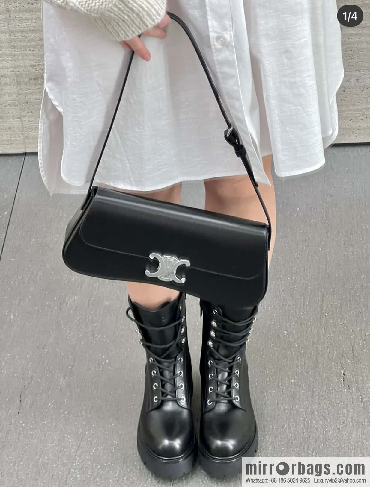 CELINE LOLA medium glossy cow leather (fabric) handbag 115533 black
