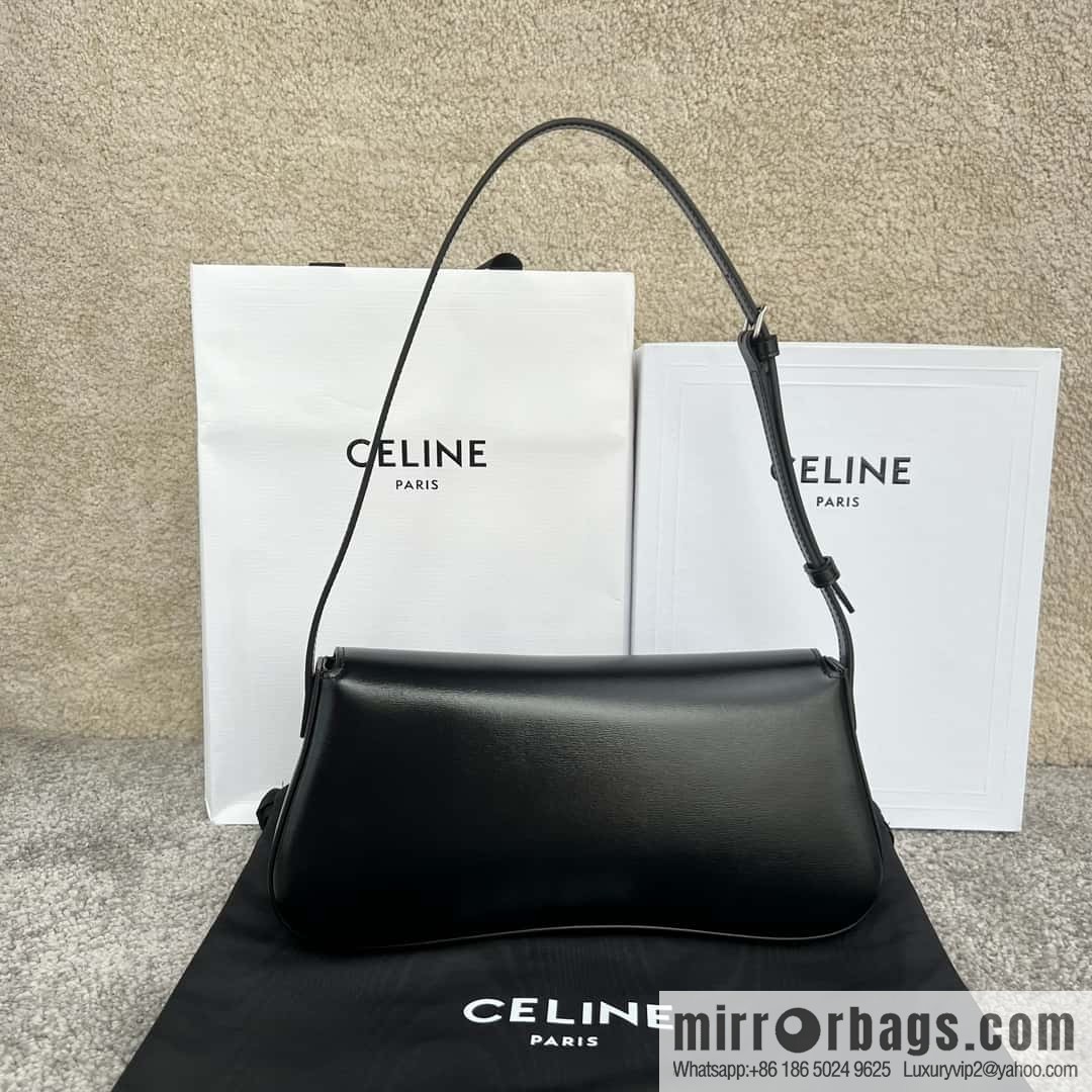 CELINE LOLA medium glossy cow leather (fabric) handbag 115533 black