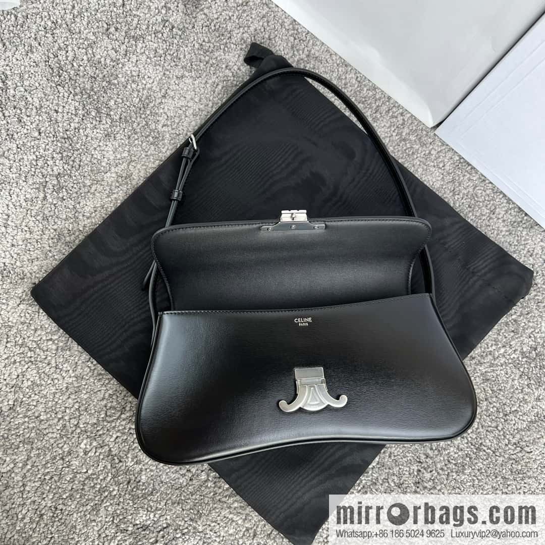 CELINE LOLA medium glossy cow leather (fabric) handbag 115533 black