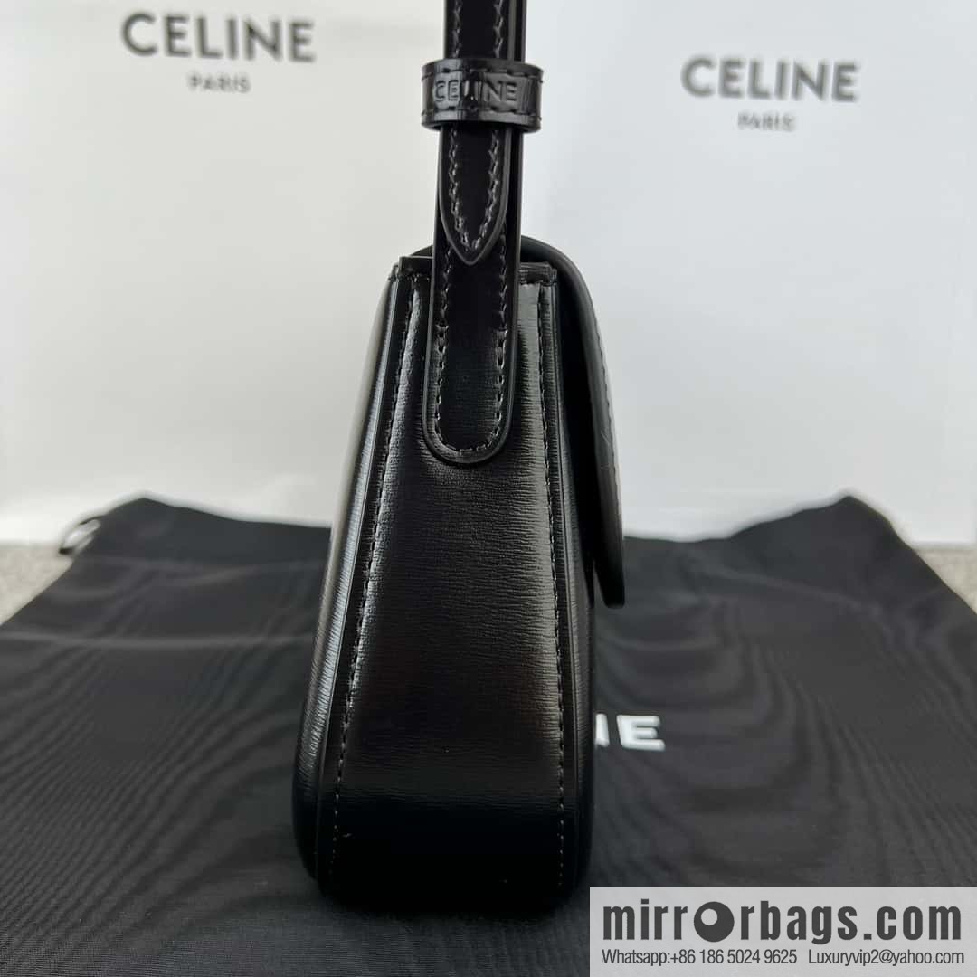CELINE LOLA medium glossy cow leather (fabric) handbag 115533 black