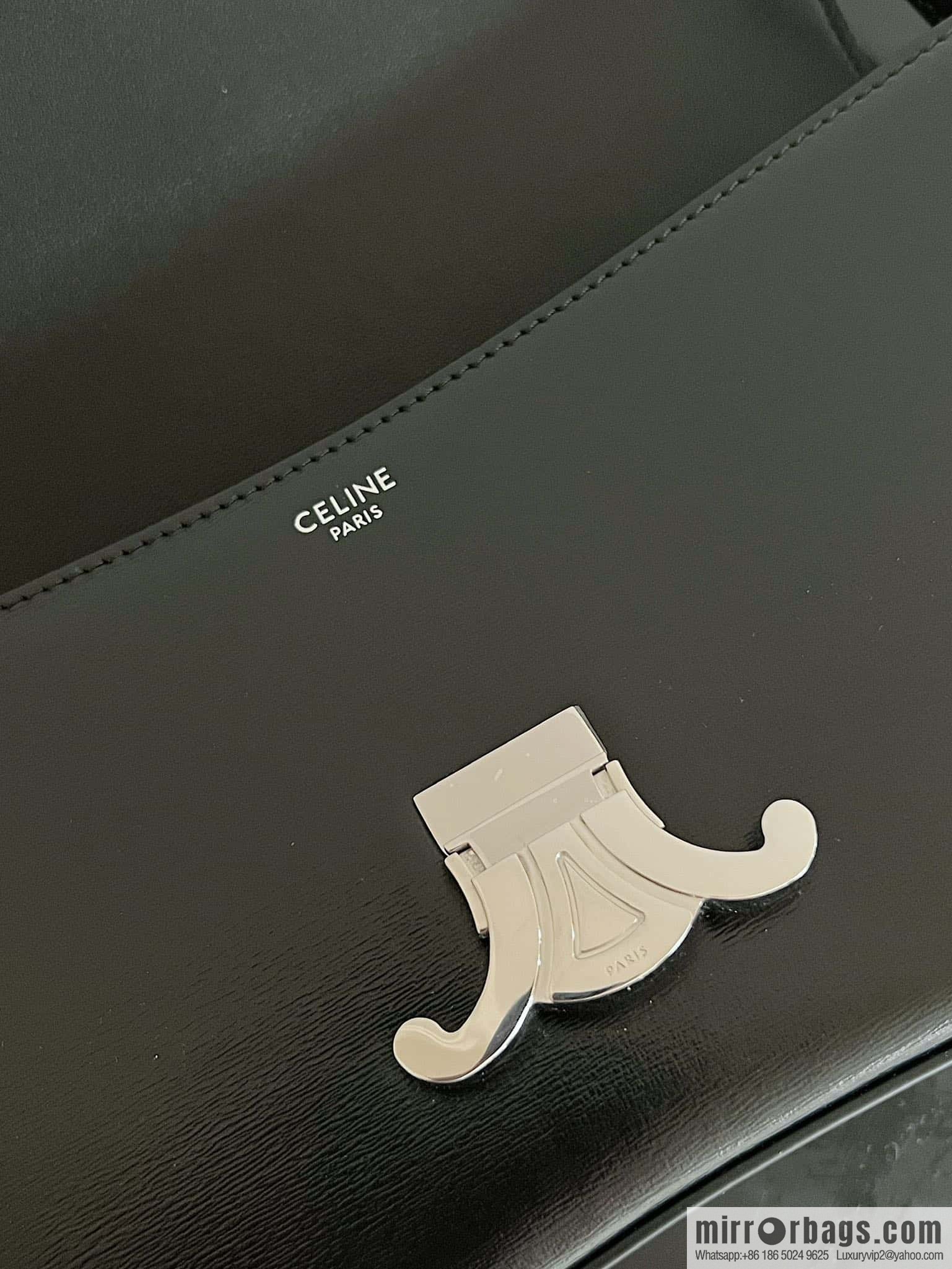 CELINE LOLA medium glossy cow leather (fabric) handbag 115533 black