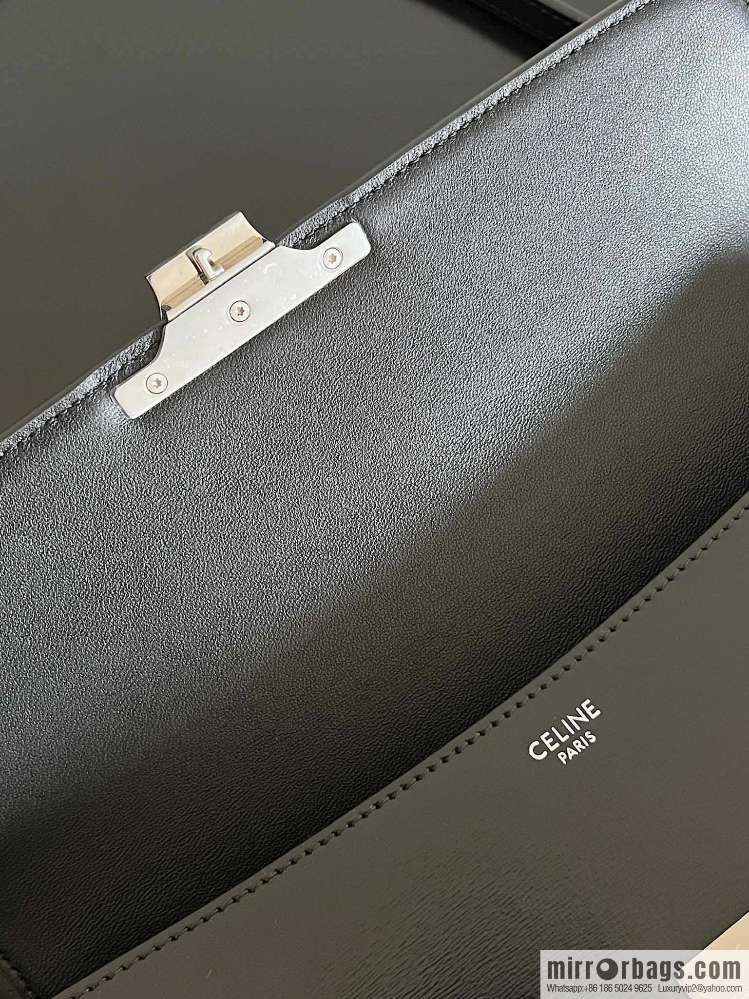 CELINE LOLA medium glossy cow leather (fabric) handbag 115533 black