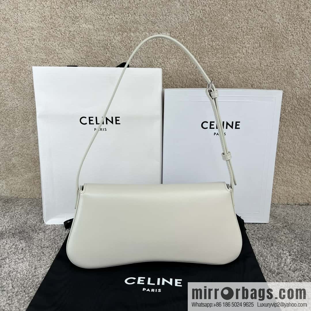 CELINE LOLA Medium glossy cow leather (fabric) handbag 115533 white