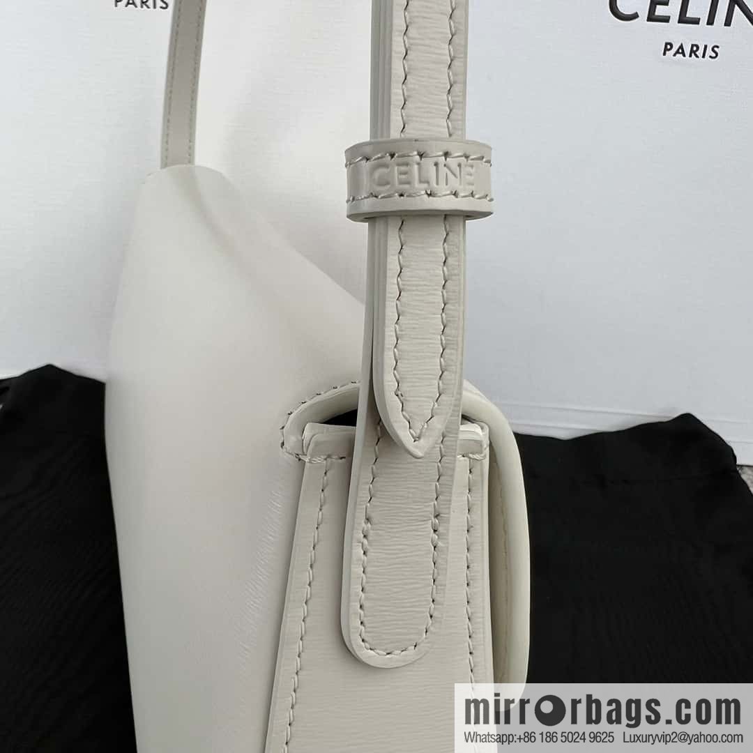 CELINE LOLA Medium glossy cow leather (fabric) handbag 115533 white