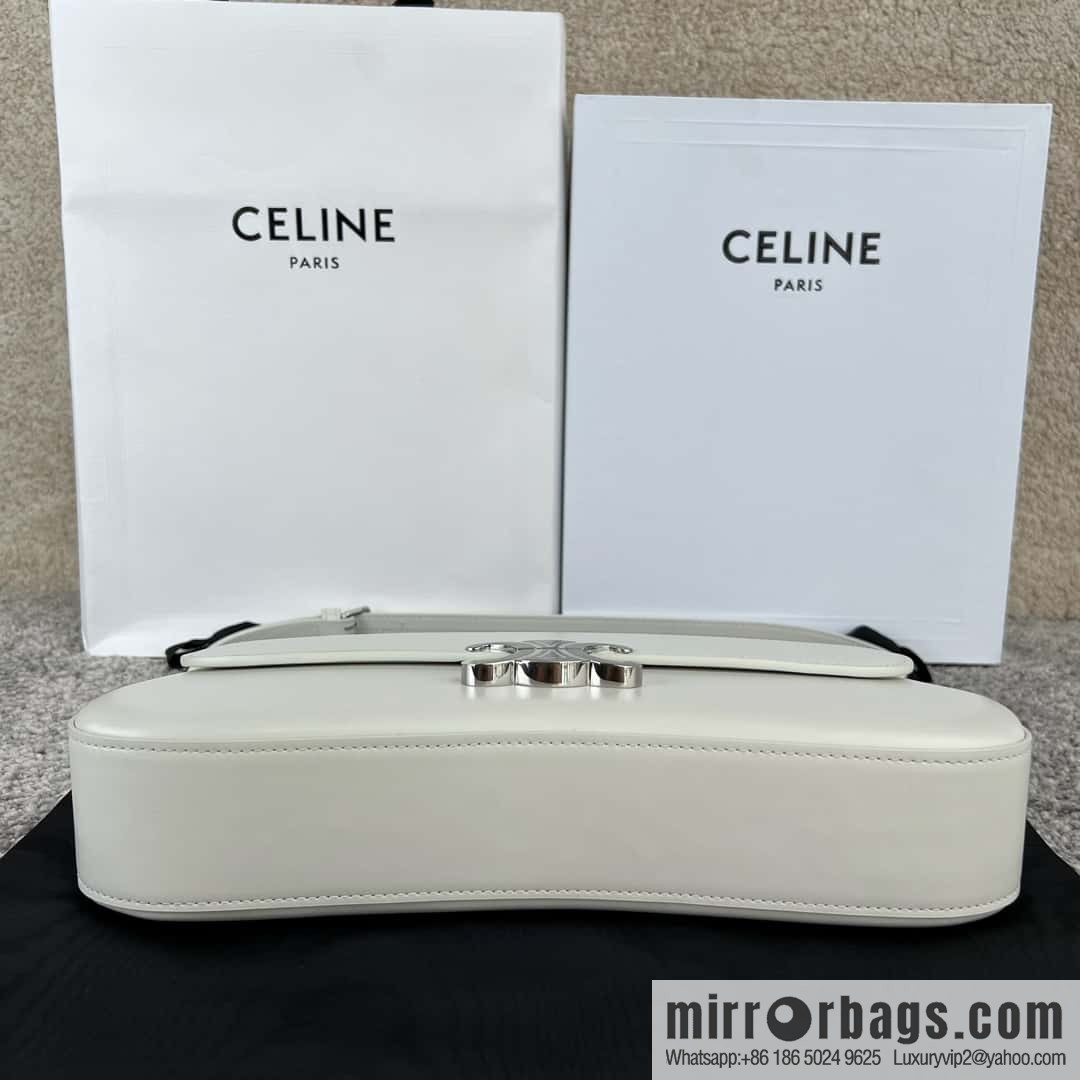 CELINE LOLA Medium glossy cow leather (fabric) handbag 115533 white