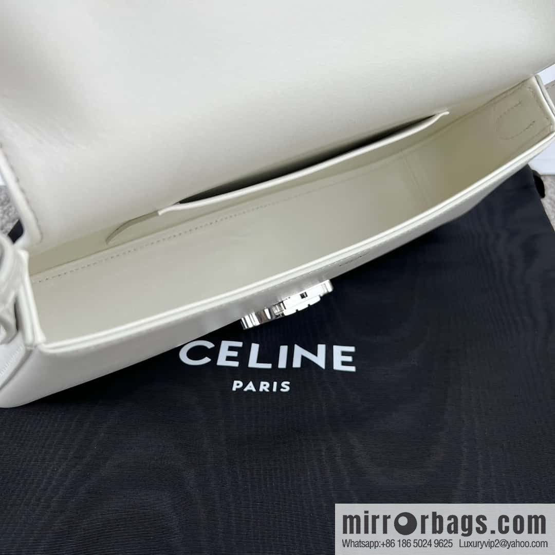 CELINE LOLA Medium glossy cow leather (fabric) handbag 115533 white