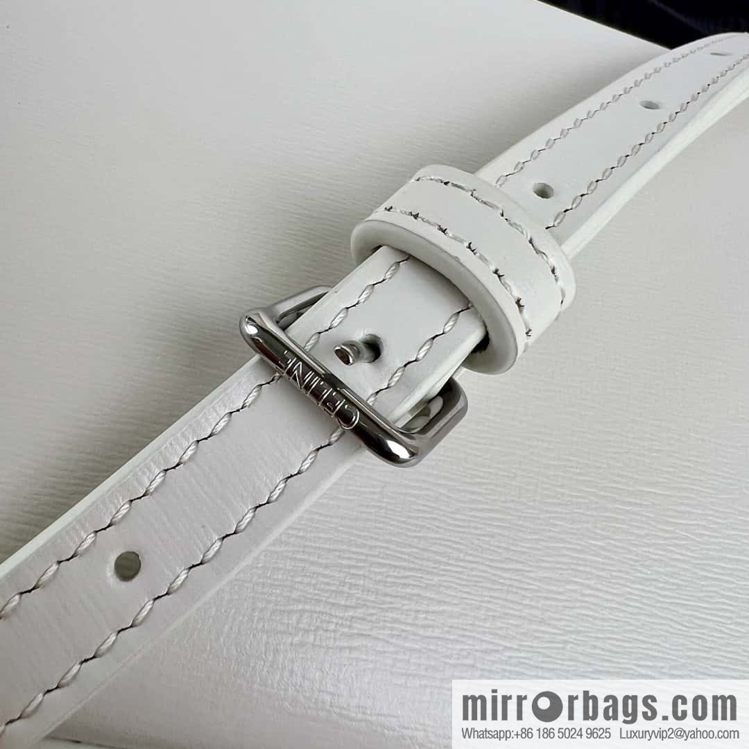 CELINE LOLA Medium glossy cow leather (fabric) handbag 115533 white