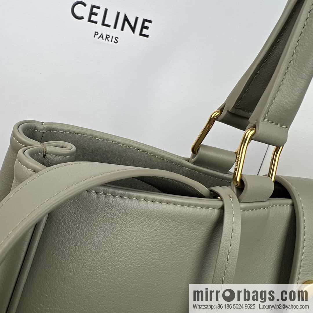 CELINE APPOLINE Medium soft cow leather (fabric) handbag 114963 grey green