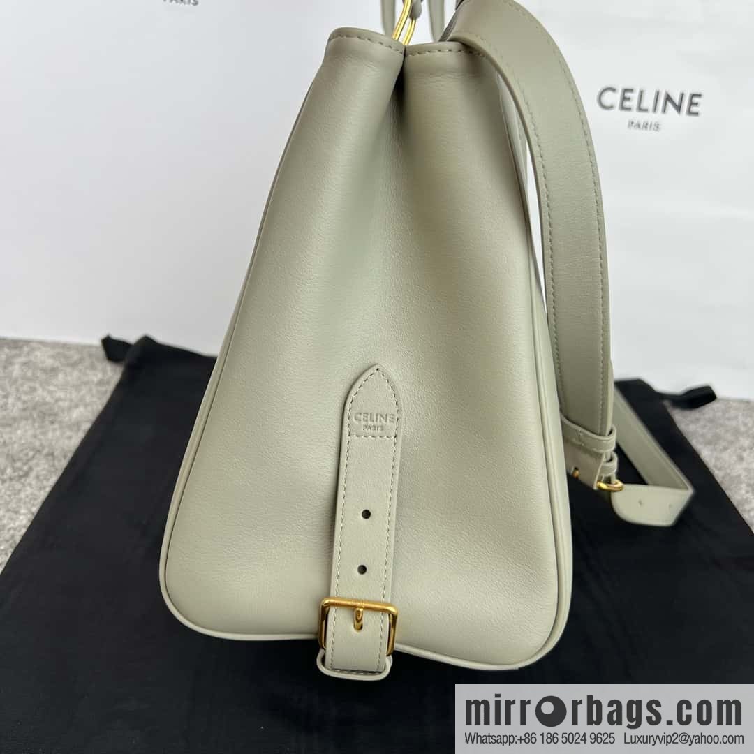 CELINE APPOLINE Medium soft cow leather (fabric) handbag 114963 grey green