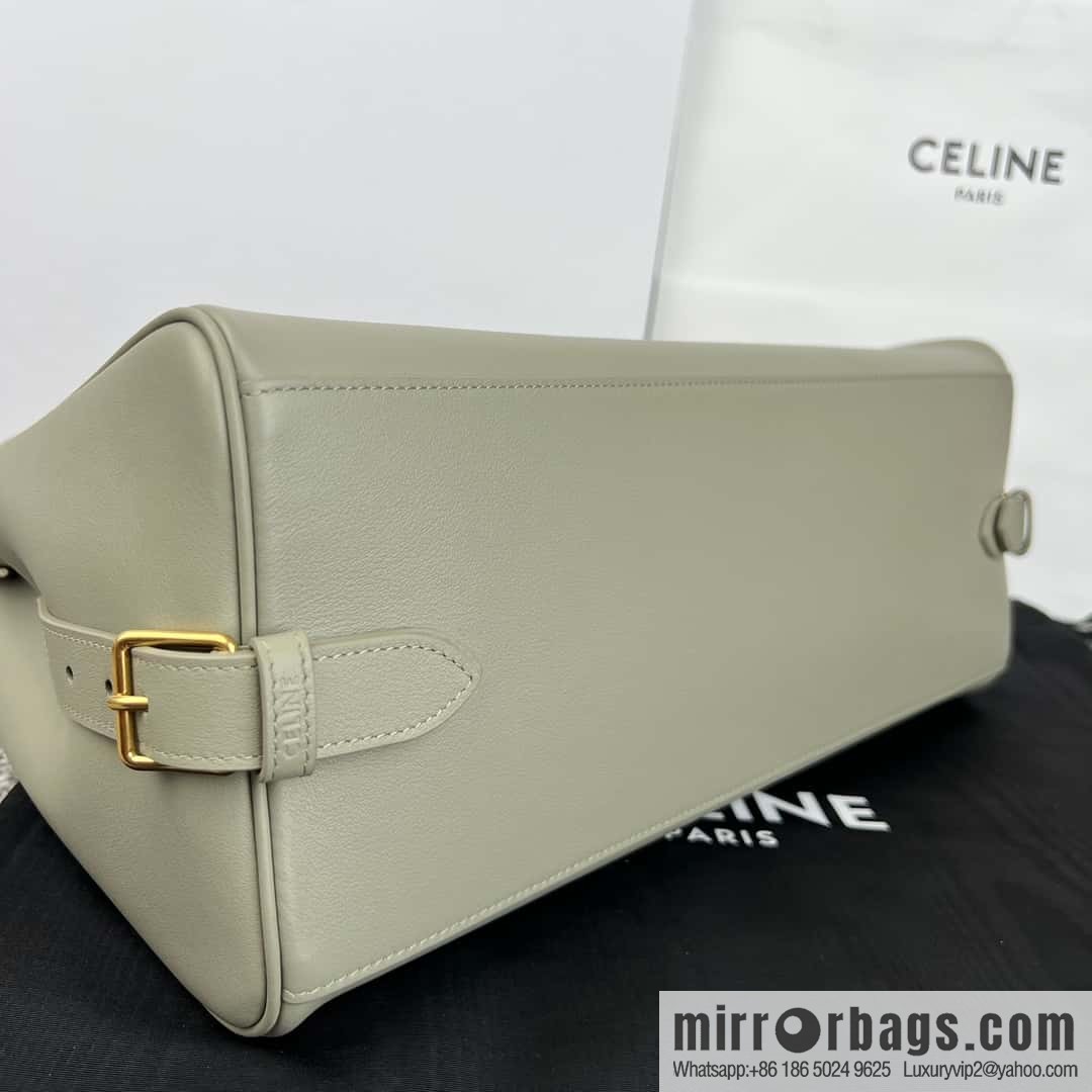 CELINE APPOLINE Medium soft cow leather (fabric) handbag 114963 grey green