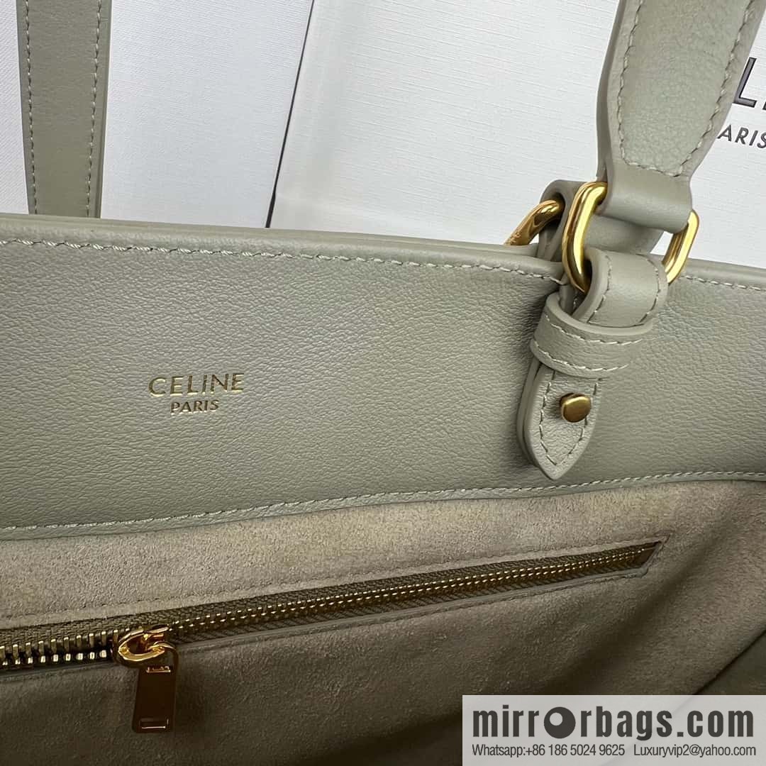 CELINE APPOLINE Medium soft cow leather (fabric) handbag 114963 grey green