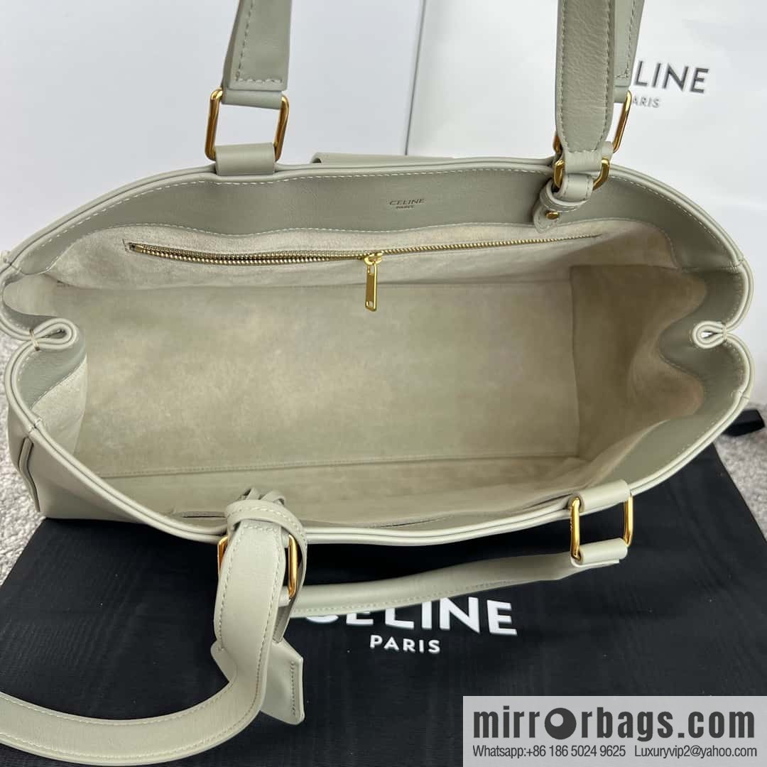 CELINE APPOLINE Medium soft cow leather (fabric) handbag 114963 grey green