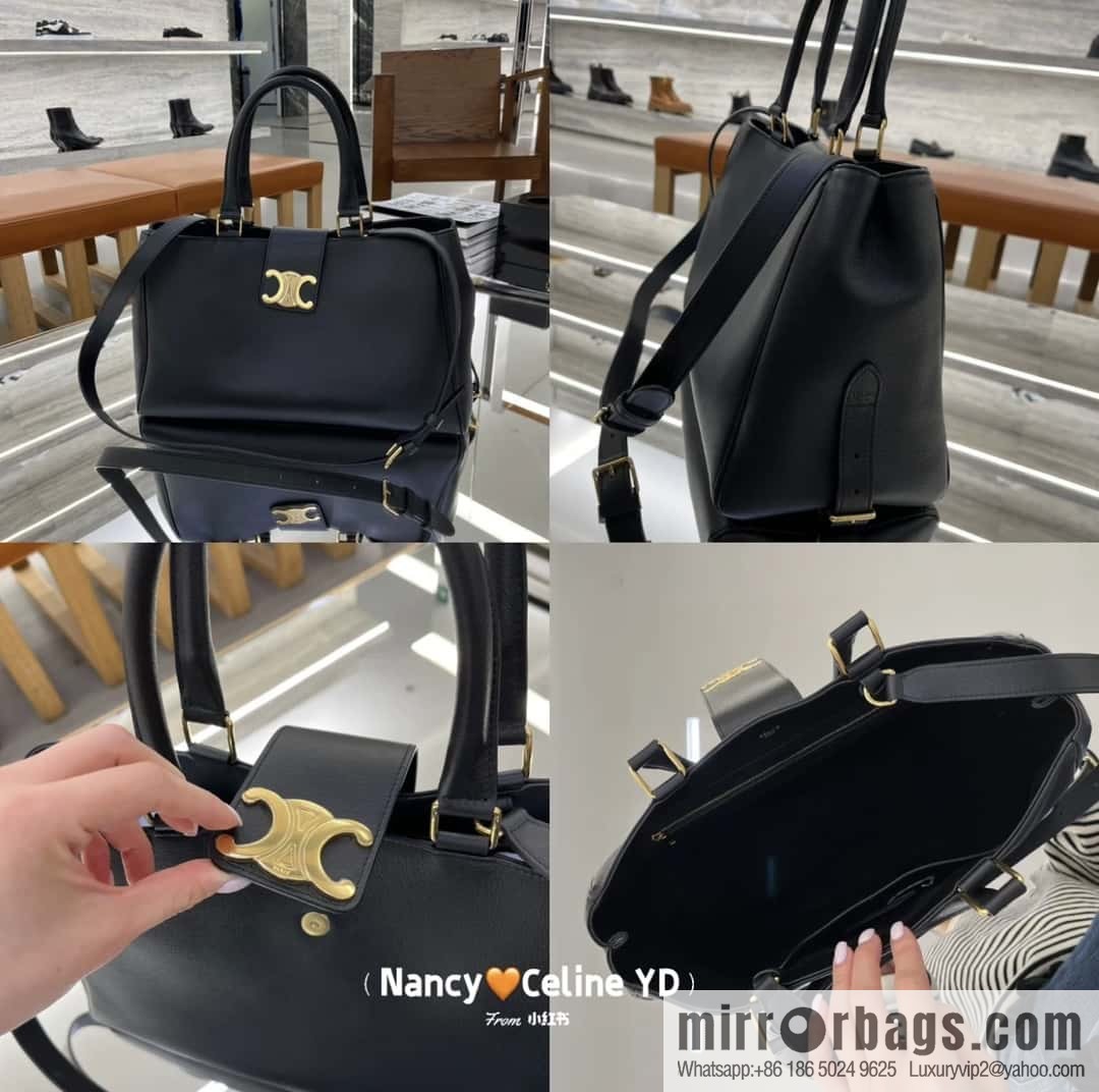 CELINE APPOLINE Medium soft cow leather (fabric) handbag 114963 black