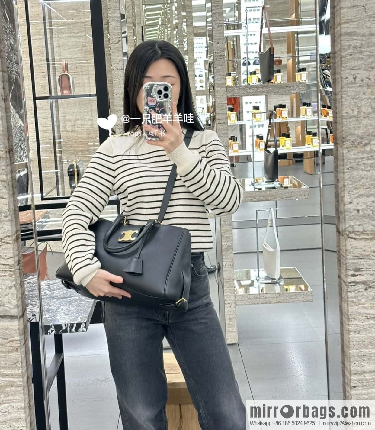 CELINE APPOLINE Medium soft cow leather (fabric) handbag 114963 black