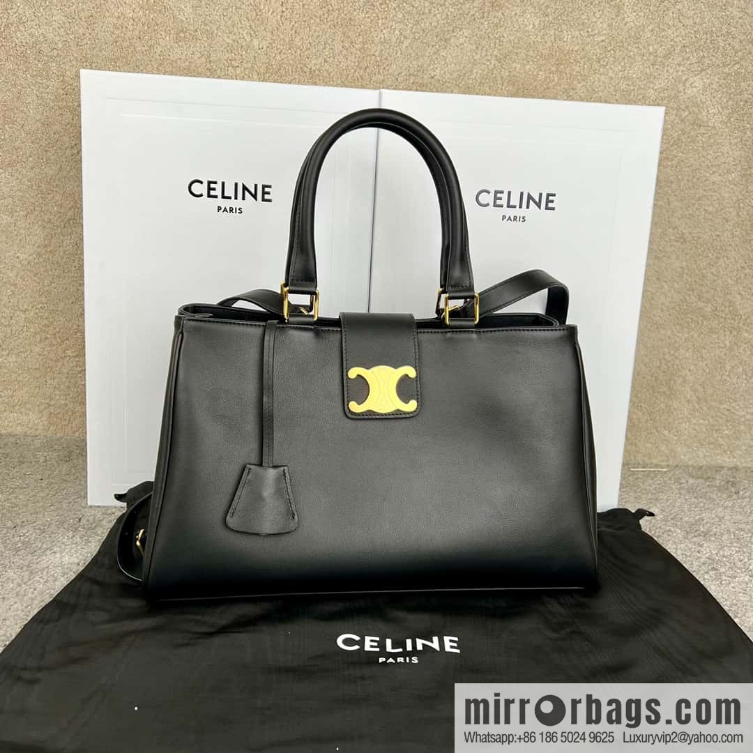 CELINE APPOLINE Medium soft cow leather (fabric) handbag 114963 black