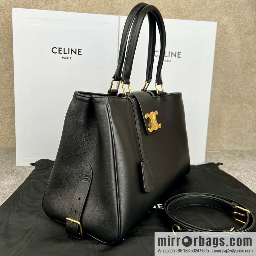 CELINE APPOLINE Medium soft cow leather (fabric) handbag 114963 black