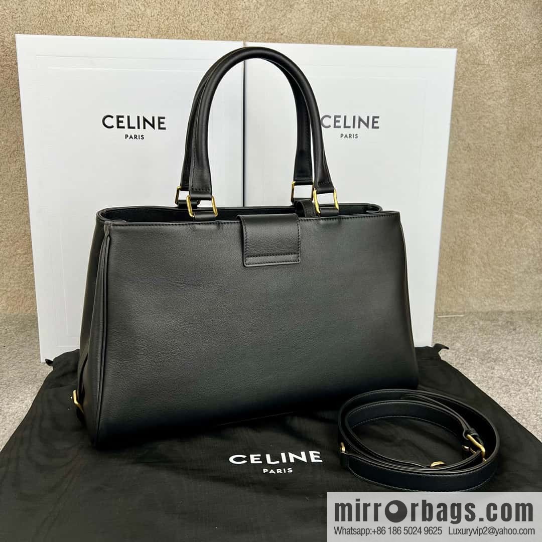 CELINE APPOLINE Medium soft cow leather (fabric) handbag 114963 black