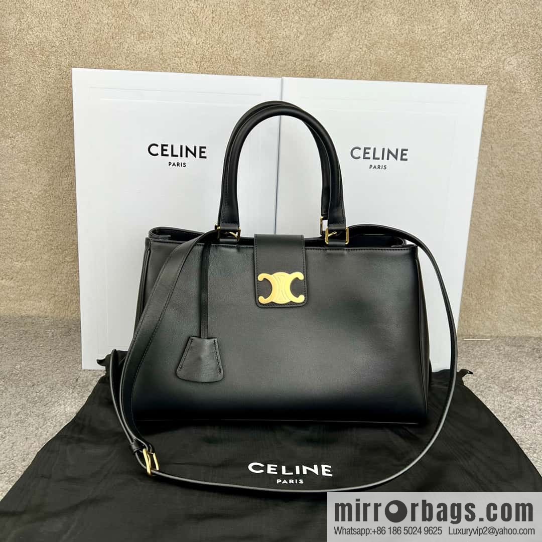 CELINE APPOLINE Medium soft cow leather (fabric) handbag 114963 black