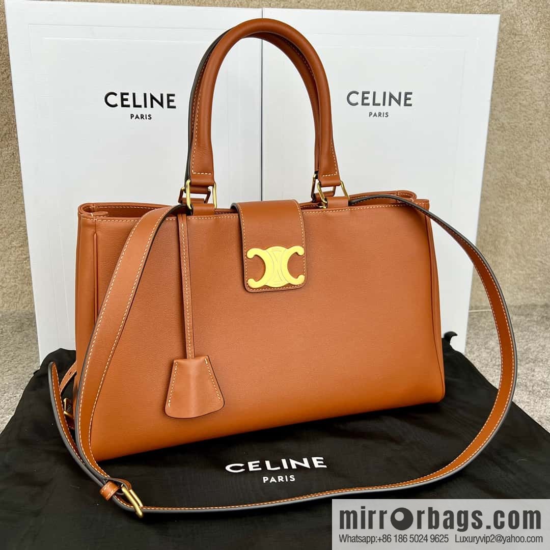 CELINE APPOLINE Medium soft cow leather (fabric) handbag 114963 brown