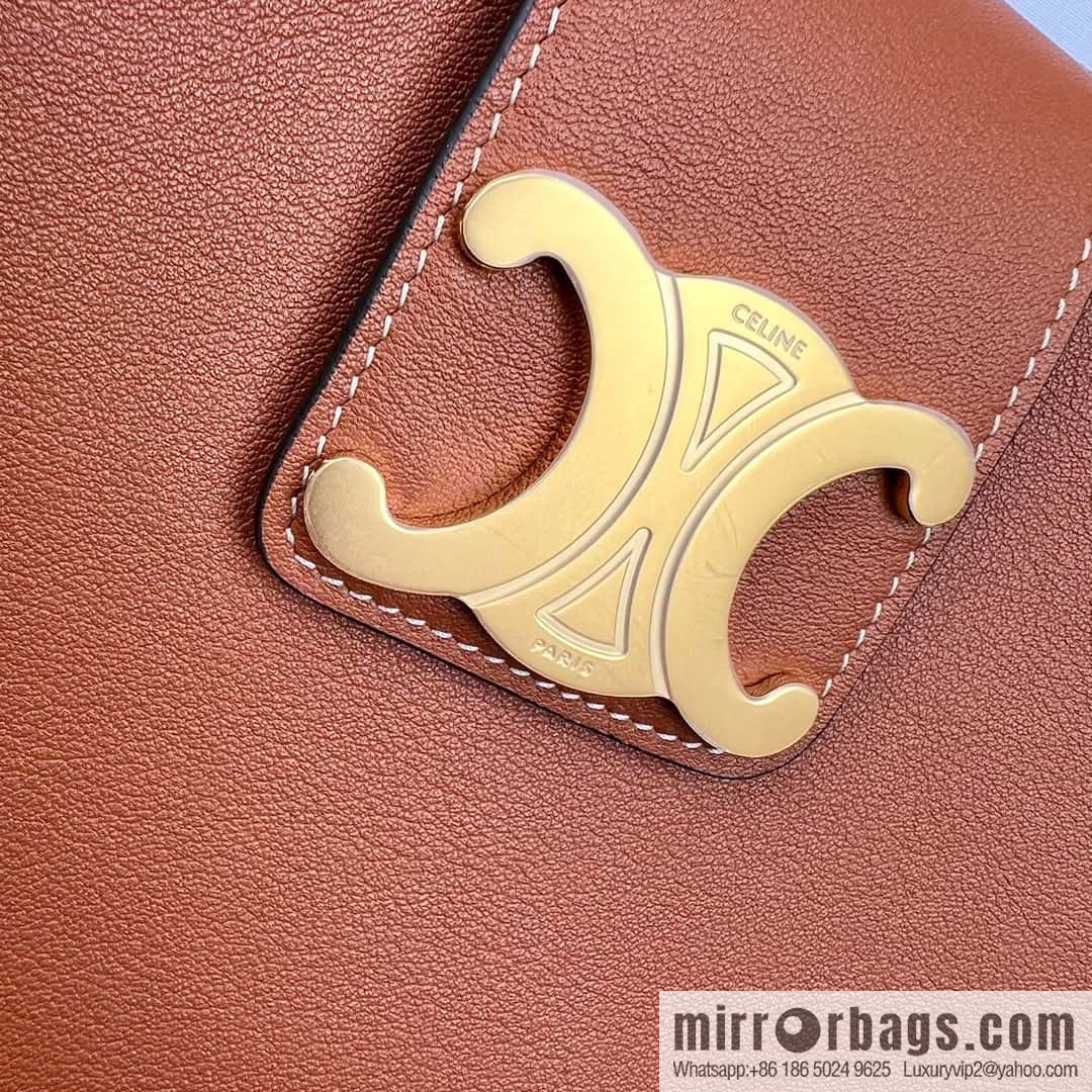 CELINE APPOLINE Medium soft cow leather (fabric) handbag 114963 brown