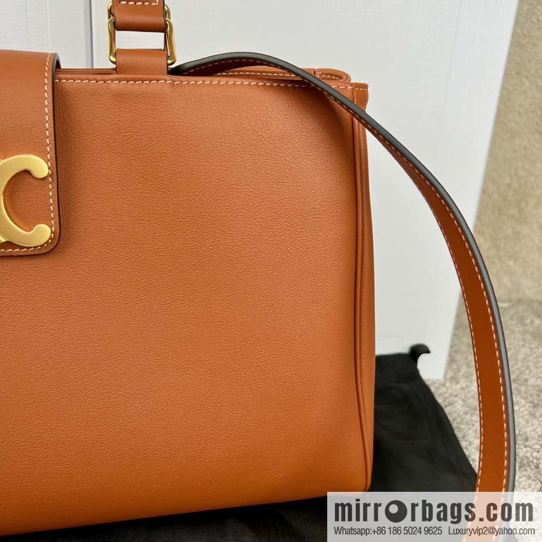 CELINE APPOLINE Medium soft cow leather (fabric) handbag 114963 brown