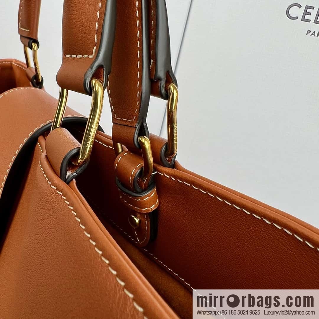 CELINE APPOLINE Medium soft cow leather (fabric) handbag 114963 brown