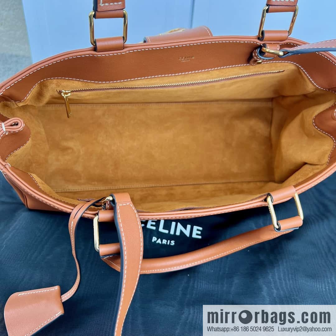 CELINE APPOLINE Medium soft cow leather (fabric) handbag 114963 brown