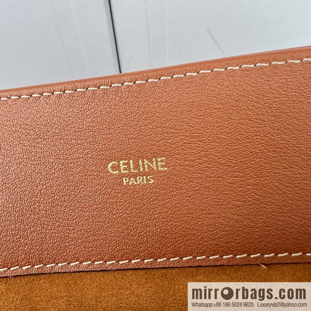CELINE APPOLINE Medium soft cow leather (fabric) handbag 114963 brown