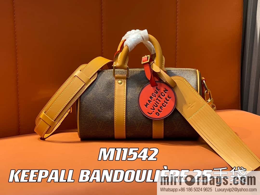 [Premium‑quality] M11542 monogram men's bag pillow bag speedy series KEEPALL BANDOULIZRE 25 handbag