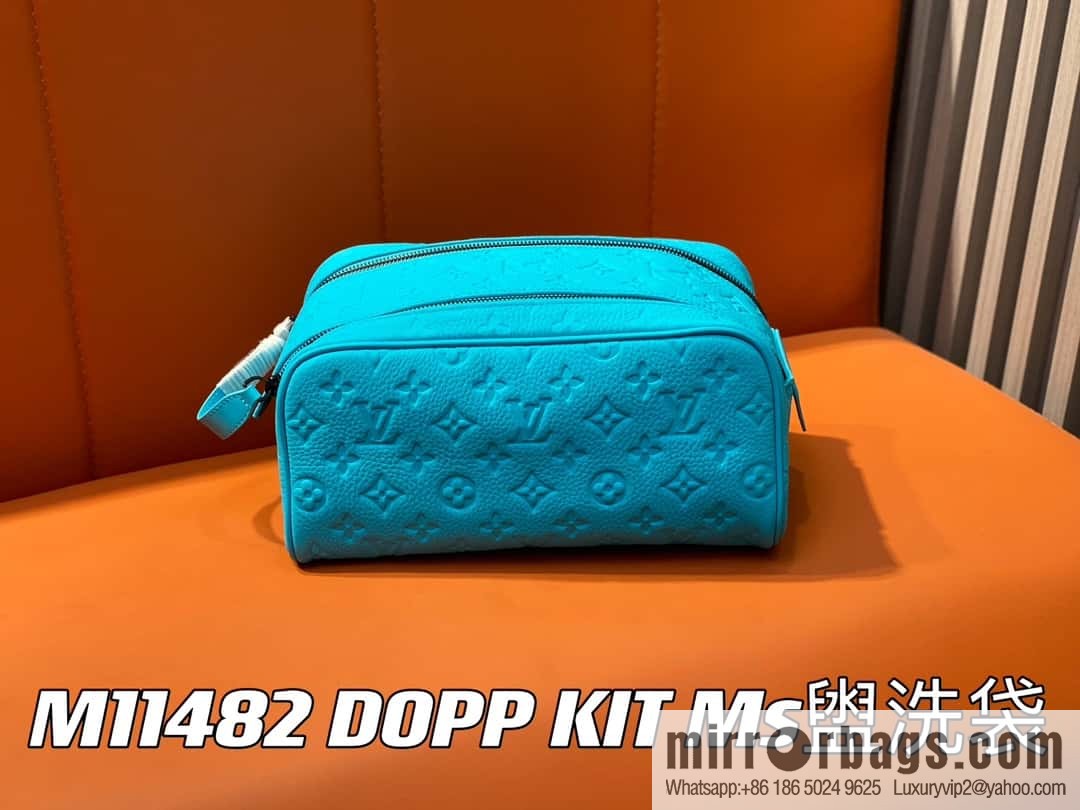 [Boutique‑grade] M11482 blue full leather embossed, toilet bag series, the new DOPP KIT Ms toilet bag of the season M44494