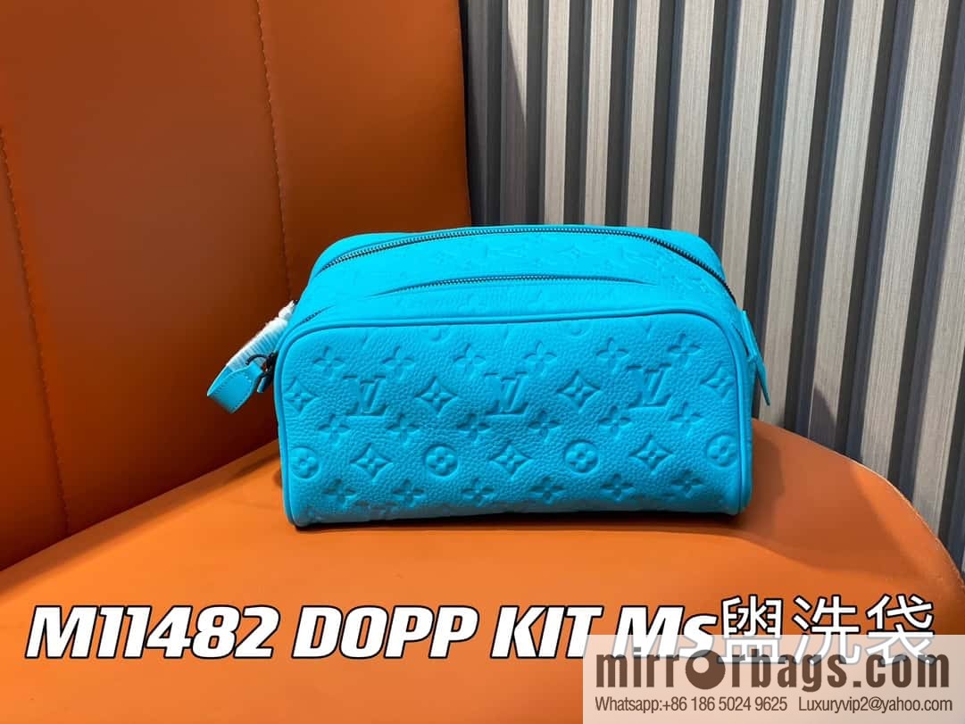 [Boutique‑grade] M11482 blue full leather embossed, toilet bag series, the new DOPP KIT Ms toilet bag of the season M44494