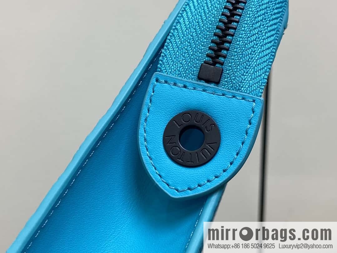 [Premium‑quality] M11466 blue full leather embossed, clutch bag series, the new POCHETTE VOYAGE Ms medium clutch bag of the season