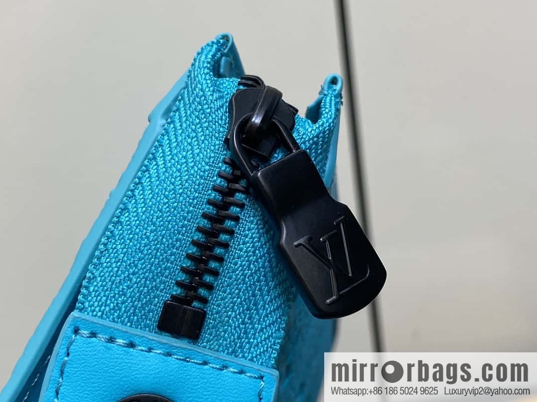 [Premium‑quality] M11466 blue full leather embossed, clutch bag series, the new POCHETTE VOYAGE Ms medium clutch bag of the season