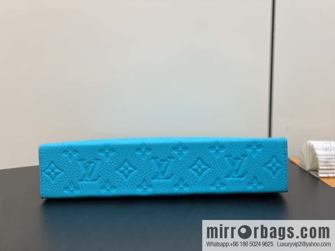 [Premium‑quality] M11466 blue full leather embossed, clutch bag series, the new POCHETTE VOYAGE Ms medium clutch bag of the season