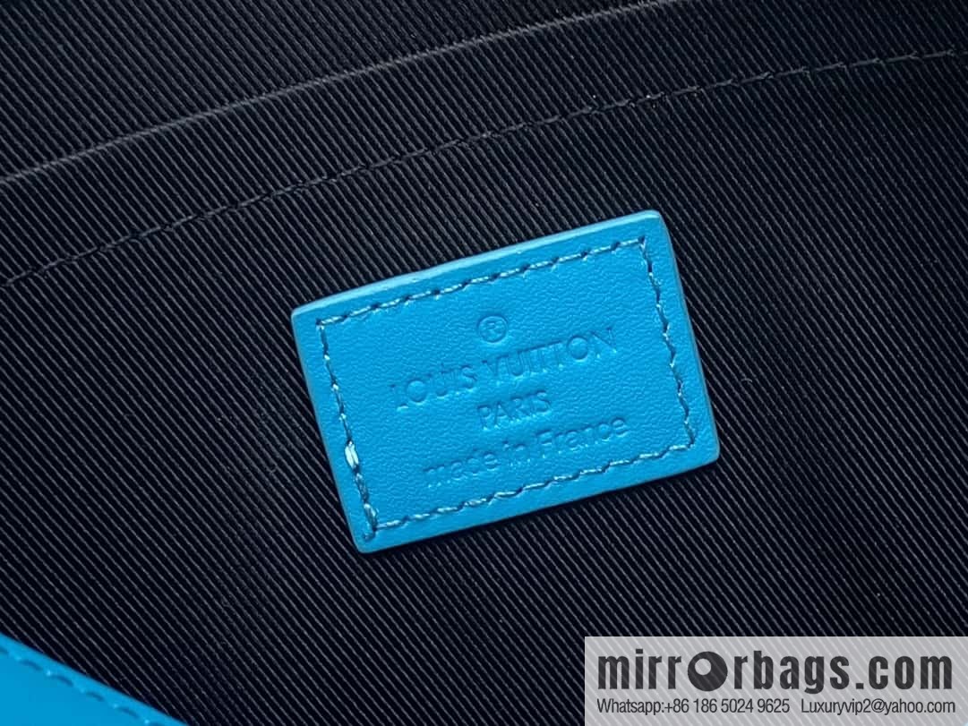 [Premium‑quality] M11466 blue full leather embossed, clutch bag series, the new POCHETTE VOYAGE Ms medium clutch bag of the season