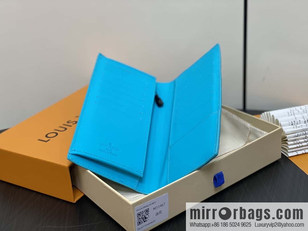 [Boutique‑grade] M11467 blue full leather embossed, long suit clip wallet series BRAZZA wallet