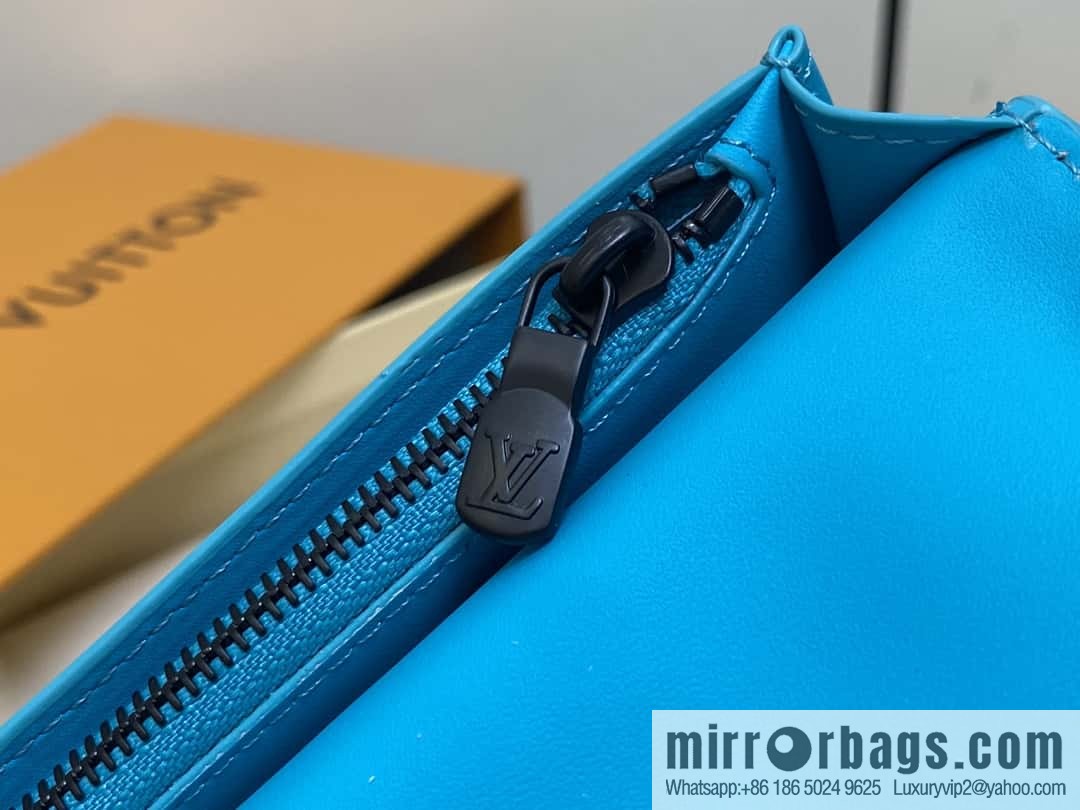 [Boutique‑grade] M11467 blue full leather embossed, long suit clip wallet series BRAZZA wallet