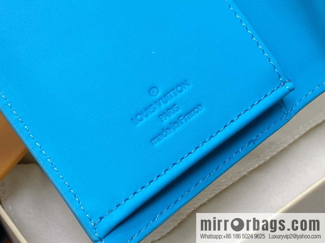 [Boutique‑grade] M11467 blue full leather embossed, long suit clip wallet series BRAZZA wallet